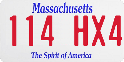 MA license plate 114HX4
