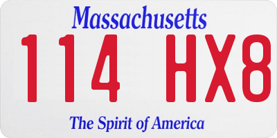 MA license plate 114HX8