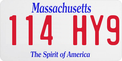 MA license plate 114HY9