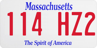 MA license plate 114HZ2
