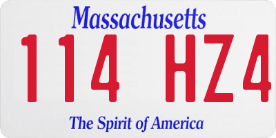 MA license plate 114HZ4
