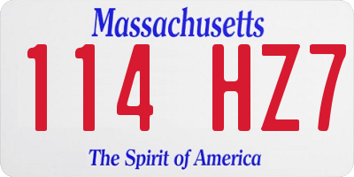 MA license plate 114HZ7