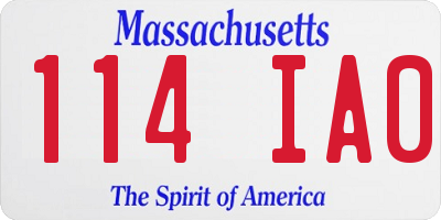 MA license plate 114IA0