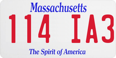 MA license plate 114IA3