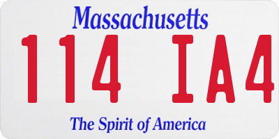 MA license plate 114IA4