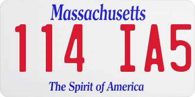 MA license plate 114IA5