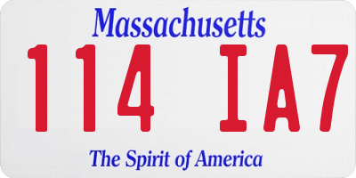 MA license plate 114IA7