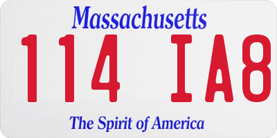 MA license plate 114IA8