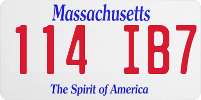 MA license plate 114IB7