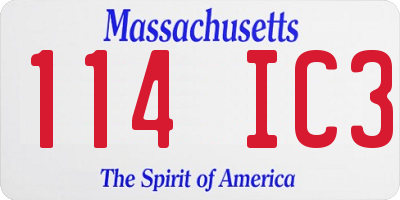 MA license plate 114IC3