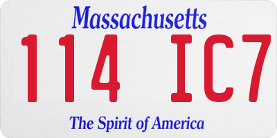 MA license plate 114IC7