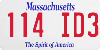MA license plate 114ID3