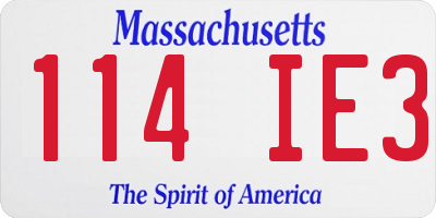 MA license plate 114IE3