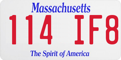 MA license plate 114IF8