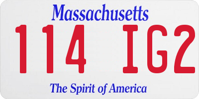 MA license plate 114IG2