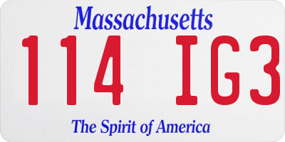 MA license plate 114IG3