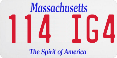 MA license plate 114IG4