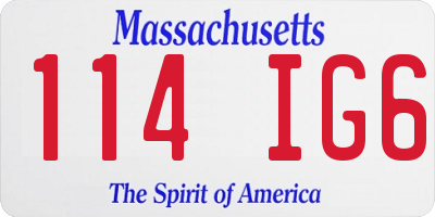 MA license plate 114IG6