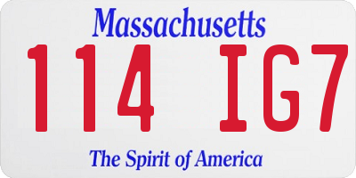 MA license plate 114IG7