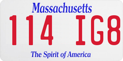 MA license plate 114IG8