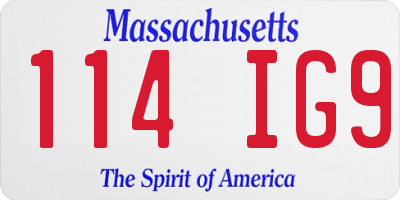 MA license plate 114IG9