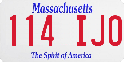 MA license plate 114IJ0