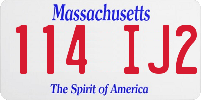 MA license plate 114IJ2