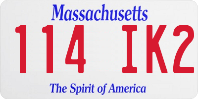 MA license plate 114IK2