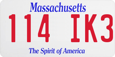 MA license plate 114IK3
