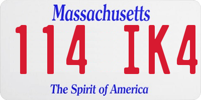 MA license plate 114IK4