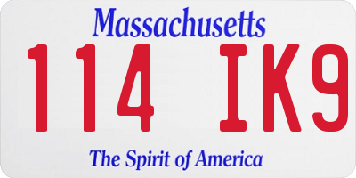 MA license plate 114IK9