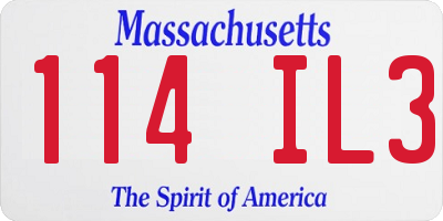 MA license plate 114IL3