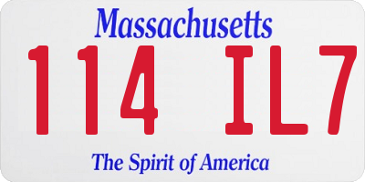 MA license plate 114IL7