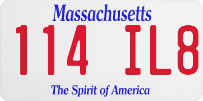 MA license plate 114IL8