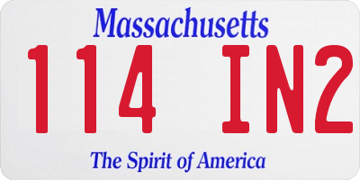 MA license plate 114IN2