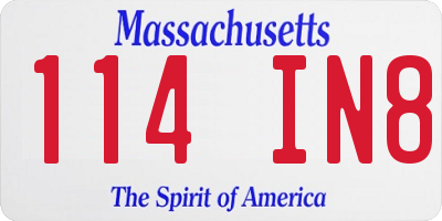 MA license plate 114IN8