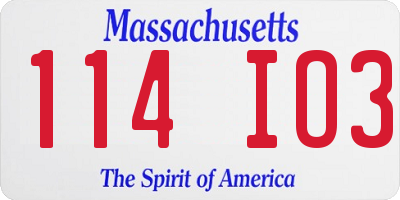 MA license plate 114IO3