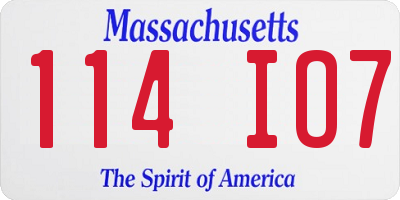 MA license plate 114IO7