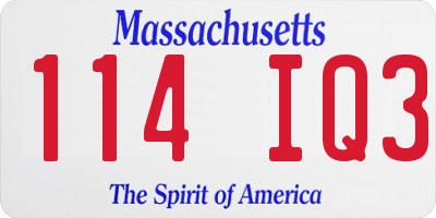 MA license plate 114IQ3