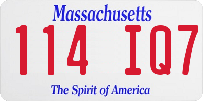 MA license plate 114IQ7