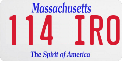 MA license plate 114IR0