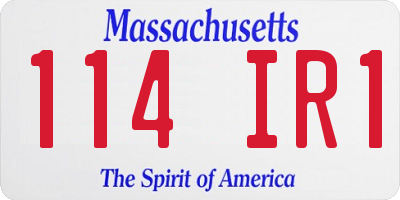 MA license plate 114IR1