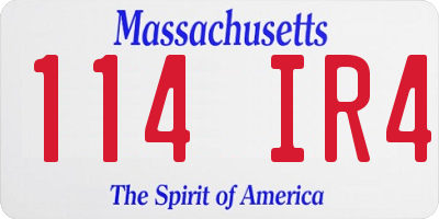 MA license plate 114IR4