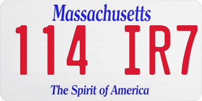 MA license plate 114IR7