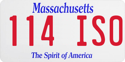 MA license plate 114IS0