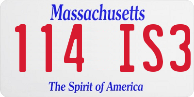 MA license plate 114IS3