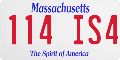 MA license plate 114IS4