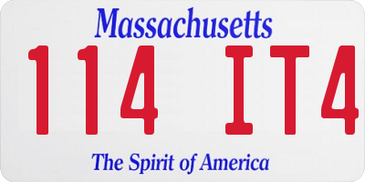 MA license plate 114IT4