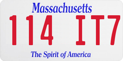 MA license plate 114IT7