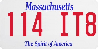 MA license plate 114IT8